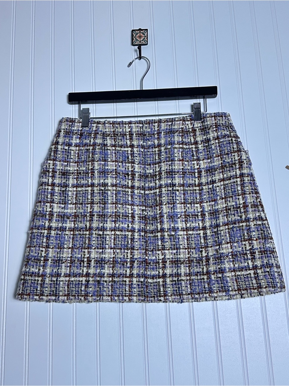 Ba&sh Texas Tweed Mini Skirt in a multicolor 40 woven design 1960s retro - Picture 8 of 14